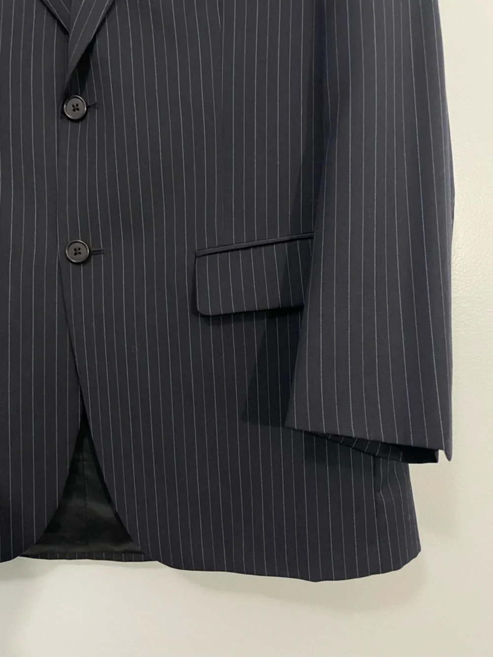 Ralph Lauren Navy Pinstripe Pure Wool Two-Button Blazer Size 40R